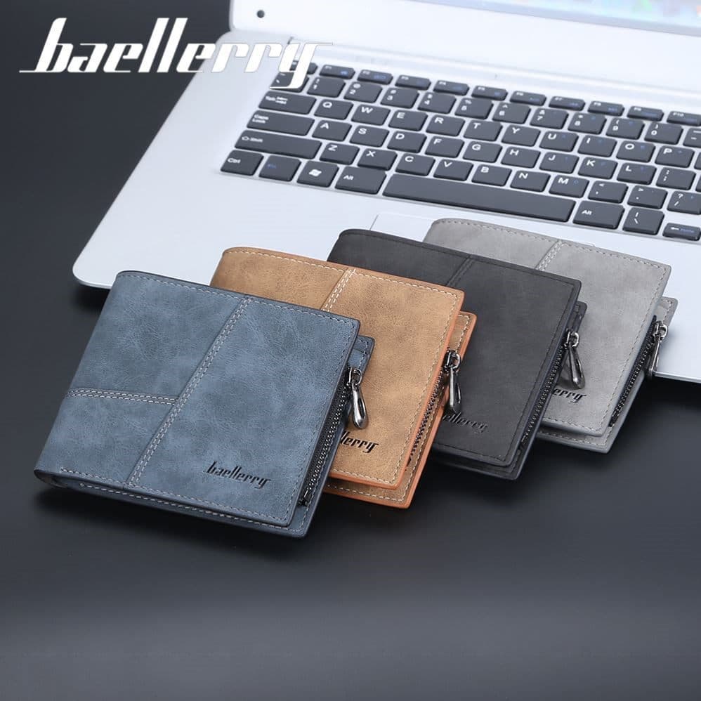 carteira masculina carteira masculina com ziper Novos homens carteira curta negócios Horizontal Vertical Multi-cartão ti