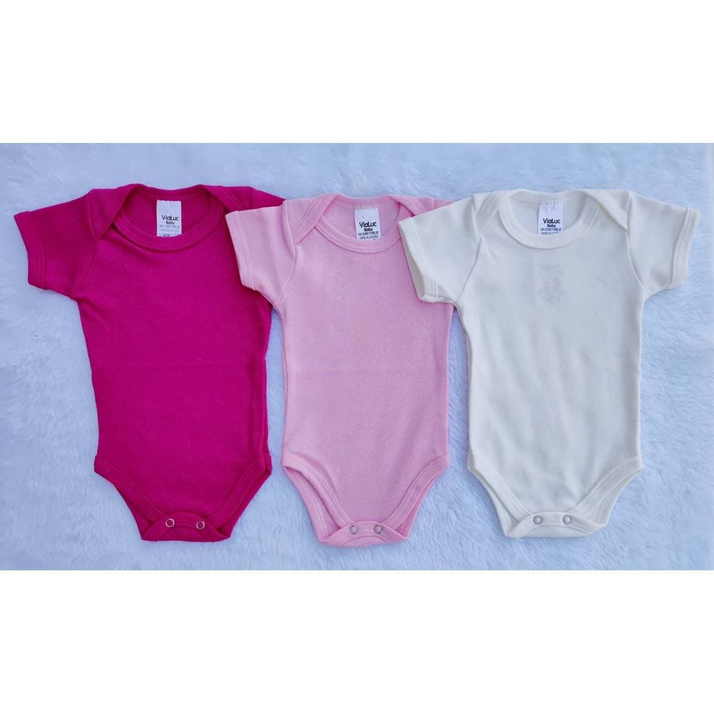 Kit Com 3 Body Manga Curta Para Menina