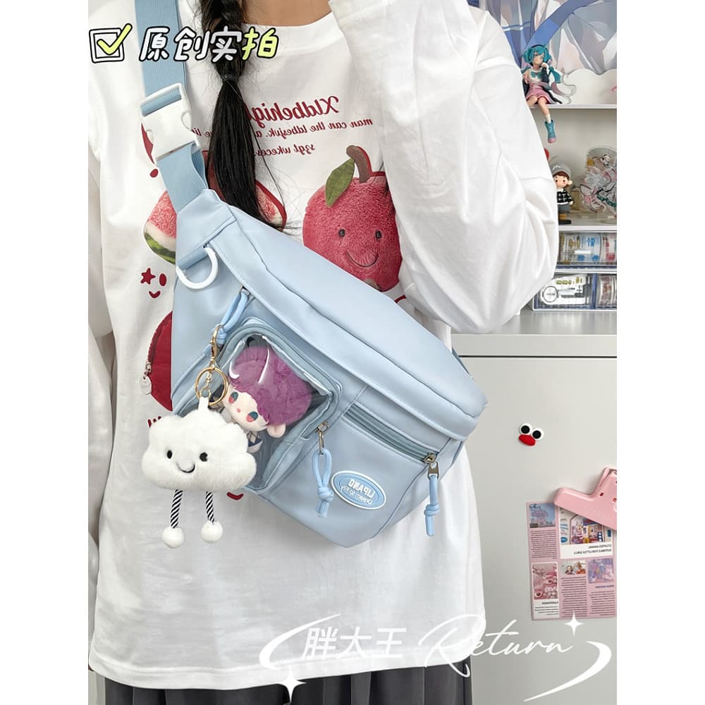 Estilo japonês ins estilo bonito menina saco de peito alto valor transparente barra Chiguzi saco 10CM gravata saco estud