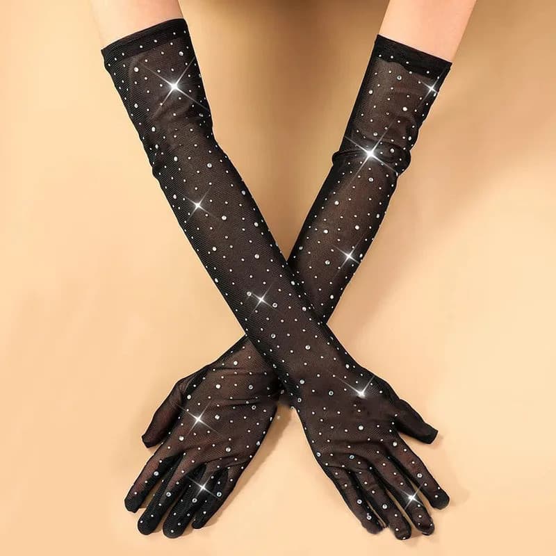 Luvas Longas de Renda Elástica Feminino Estilo Sensual para Cosplay, Festa de Halloween e Baladas