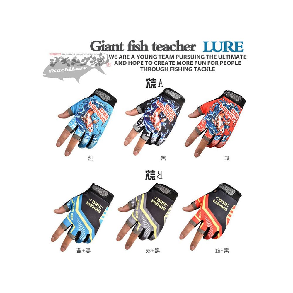 Luvas de isca de pesca de pesca em rocha, três dedos, batida voadora, pesca marítima, protetor solar sem dedos, antiderr