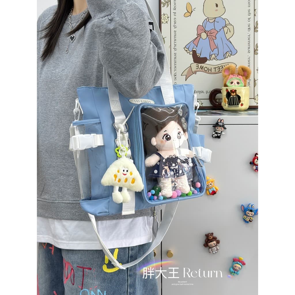 Ins Design Original saco do mensageiro transparente saco de dor feminino estudantes universitários classe Commuter bolsa