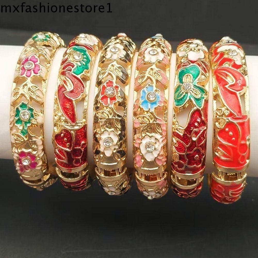 MXFASHIONE Pulseira De Flor De Filigrana De Peônia , Dupla Cloisonne Chinesa , Esmalte