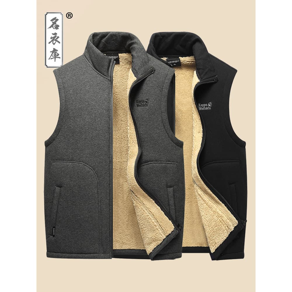 Colete de lã masculino inverno lã malha colete tamanho grande solto Casual meia-idade idoso pai Cashmere colete