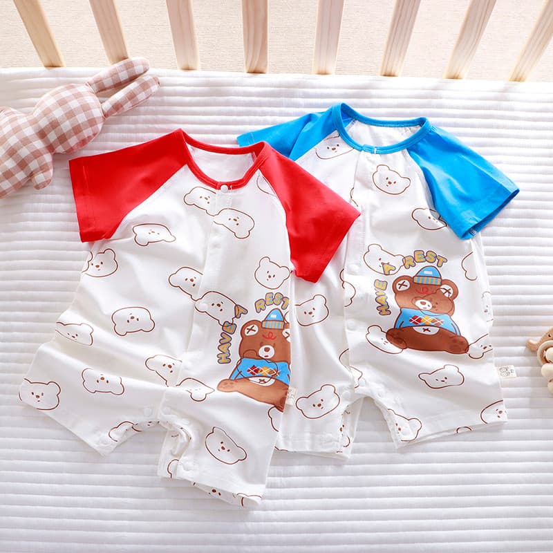 Tratamento macacão de bebê verão estilo fino roupas de manga curta roupas de verão roupas de bebê recém-nascido 6-12 mes