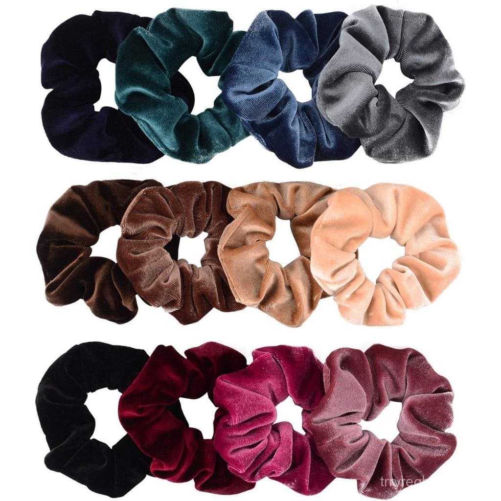 Whaline 12 Unidades de Elásticos de Cabelo de Veludo Premium para Meninas e Mulheres, Acessórios de Cabelo (12 Cores)