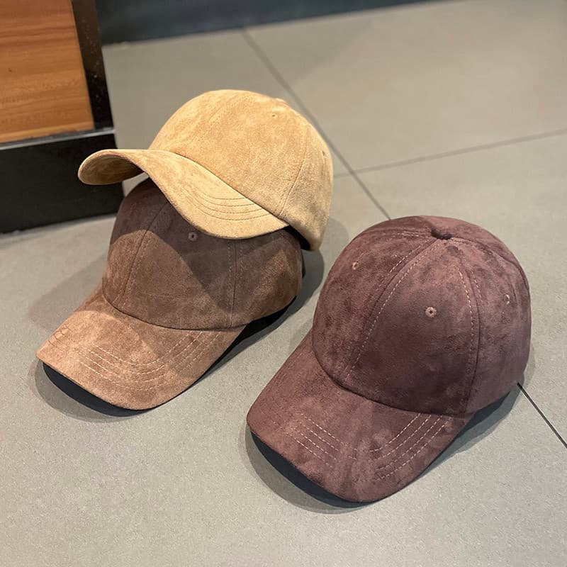 Novo estilo coreano de pele de veado veludo chapéu de pico feminino outono inverno estilo japonês All-Match cor sólida C
