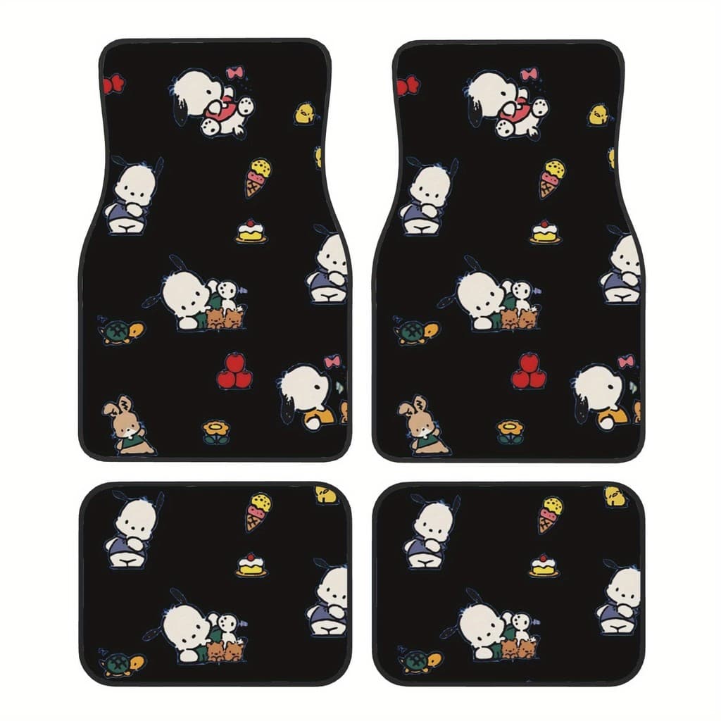 Sanrio 4 peças de tapetes antiderrapantes universais para carro, acessórios fofos para Interior de carro, tapetes de car