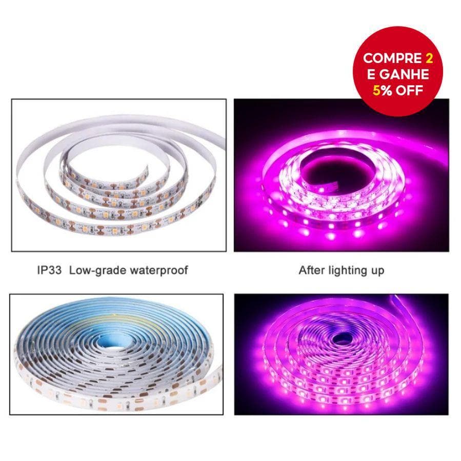 Nova Luz de Cultivo LED USB DC 5V Spectrum Completo 1-5m Fita LED para Cultivo de Plantas, Lâmpada Fito para Sementes de