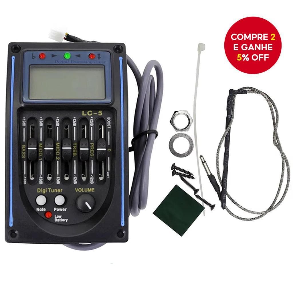 Pré-Amplificador De Captador De Guitarra Acústica Orphee EQ De 5 Bandas Com Volume , Médio , Agudos , Controle De Graves