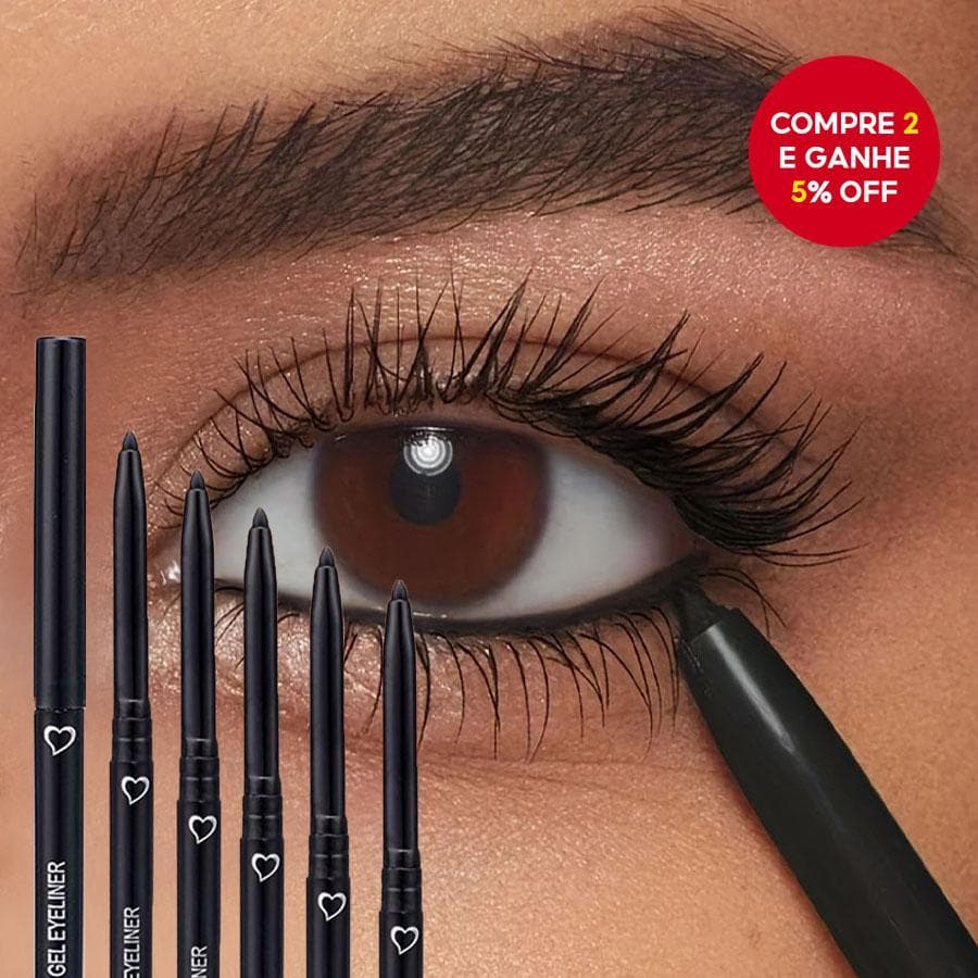 5PCS Lápis de Delineador Gel Love - À Prova D'água, Preto Fosco & Marrom, Resistente a Borrões e de Longa Duração
