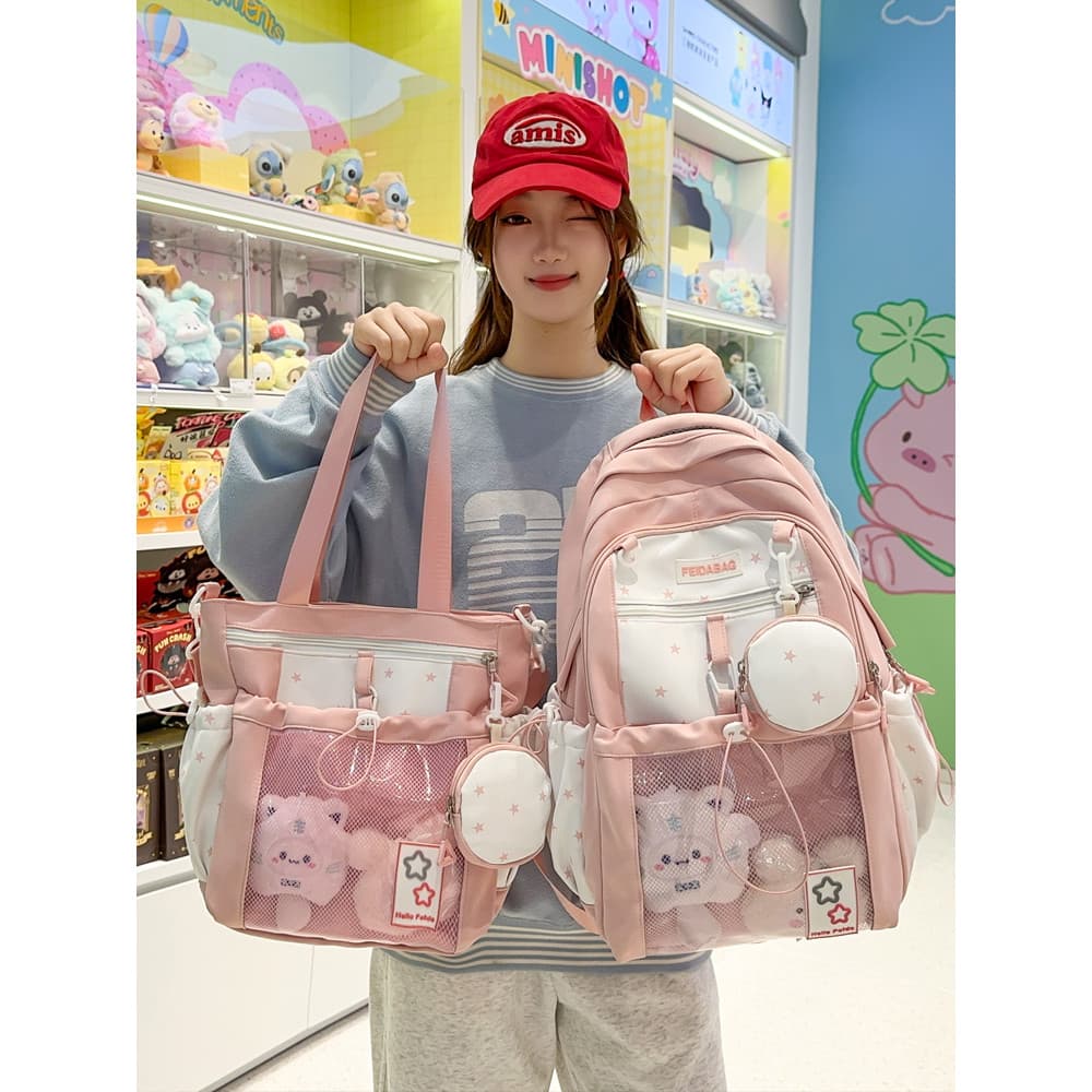 Mochila estrela fofa de alto valor para meninas estudantes do ensino médio mochila de grande capacidade meninas crianças