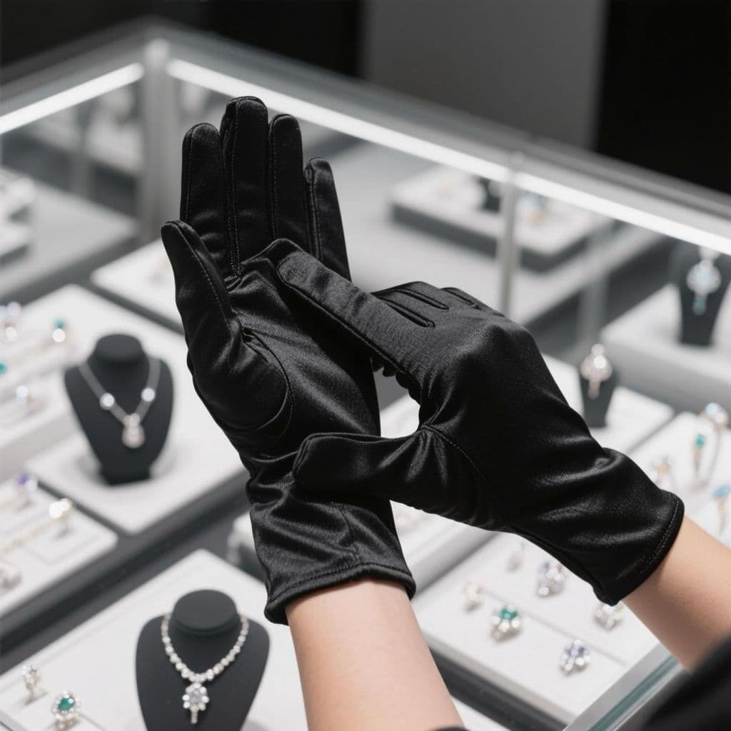 Luvas de loja de jóias guia dedicado compra exibição foto High-End preto branco diamante relógio etiqueta produtos de lu