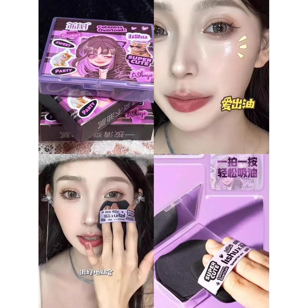 Com Puff!Lazy Man Papel absorvente de óleo Fixação de maquiagem Facial não tira controle de óleo de maquiagem com pó sol