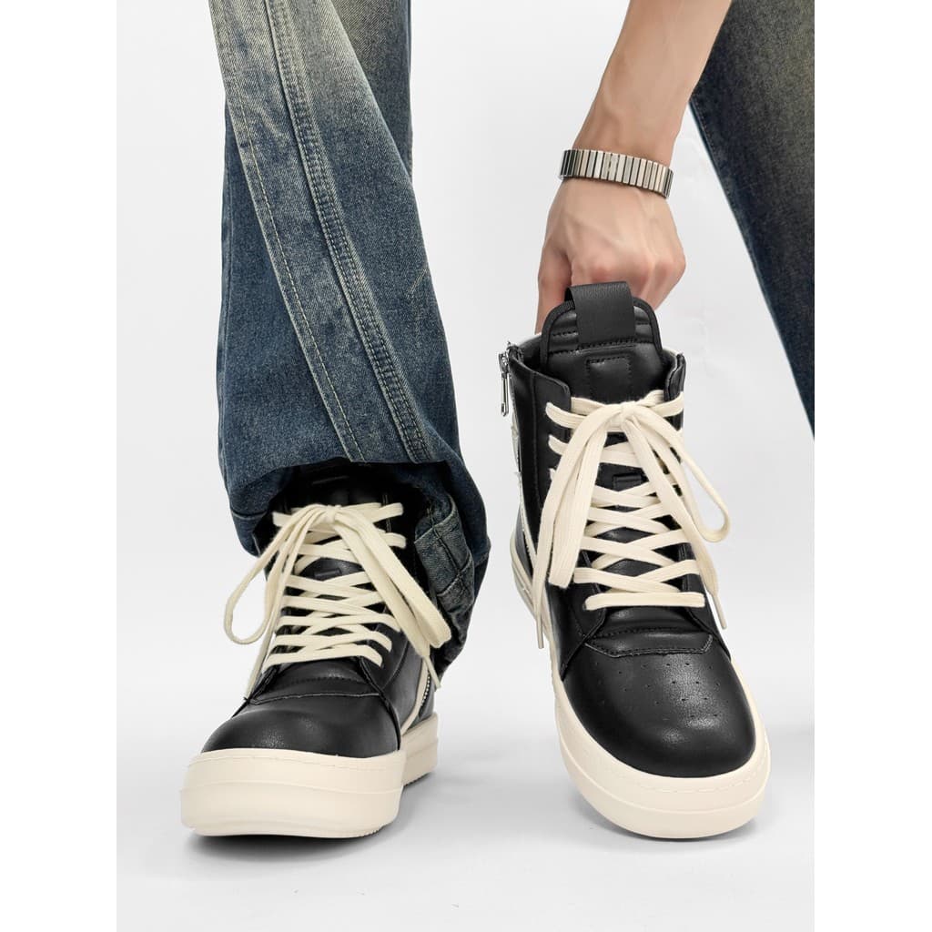 RO triângulo invertido sapatos masculinos de alta qualidade leitoso sola grossa Casual sapatos de rua alta 2025 novo est