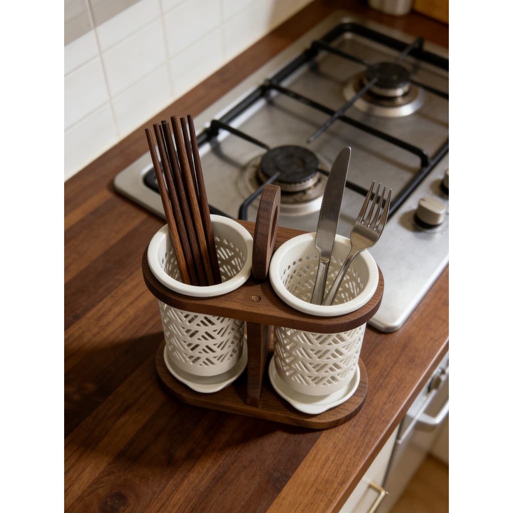 Rack de armazenamento de utensílios de cozinha, suporte para pauzinhos, gaiola de cerâmica para pauzinhos, faca de cozin