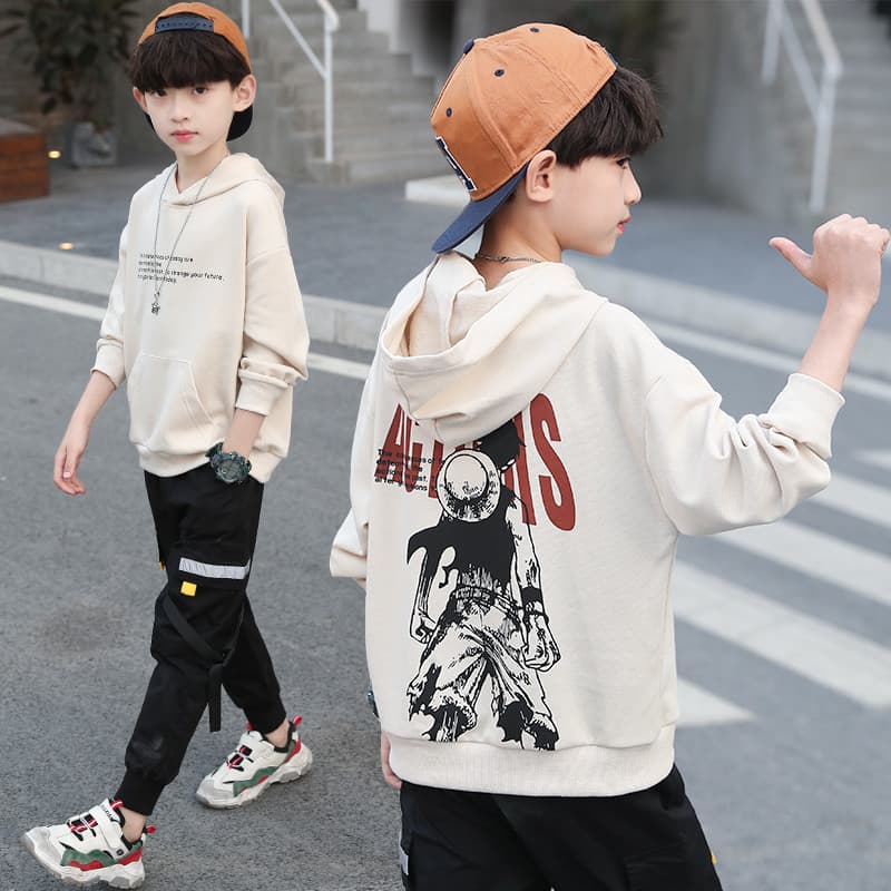 Crianças roupas meninos primavera roupas moletom 2026 novo estilo primavera grandes meninos moda primavera outono topos