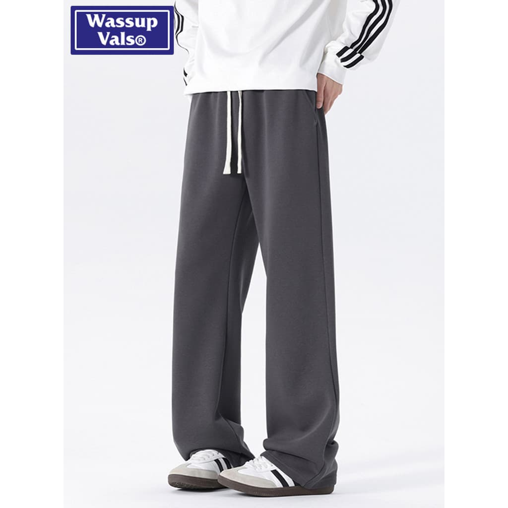 WASSUP VALS Estilo Americano Pesado Drape Calças Retas Homens Verão Novo Estilo Solto Casual Calças de Perna Larga Na Mo