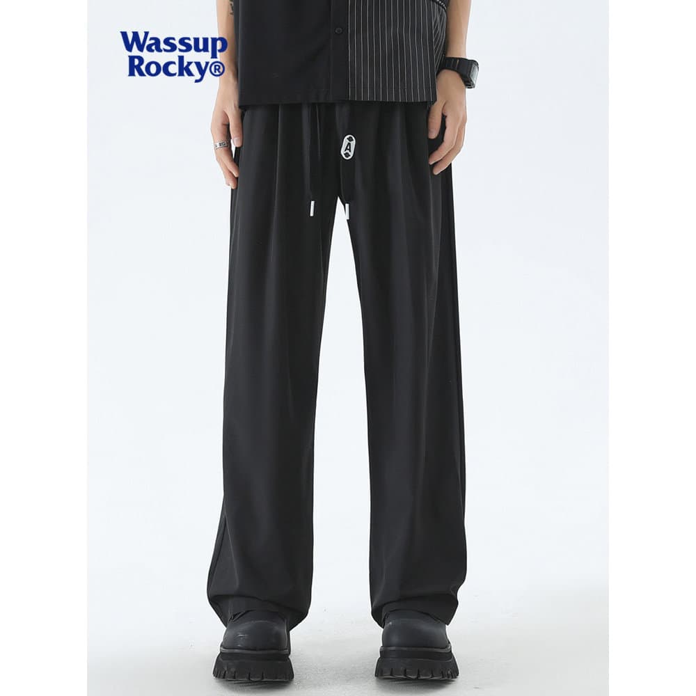 WASSUP ROCKY Ice Silk Paraquedista Calças Casuais Verão Drape Reta Estilo Fino Respirável Solto Retro Calças Compridas