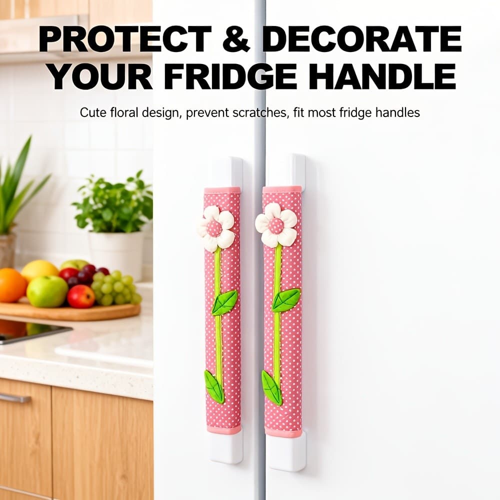 2 pçs flor geladeira alça capa poeira bonito geladeira alça capa protetora