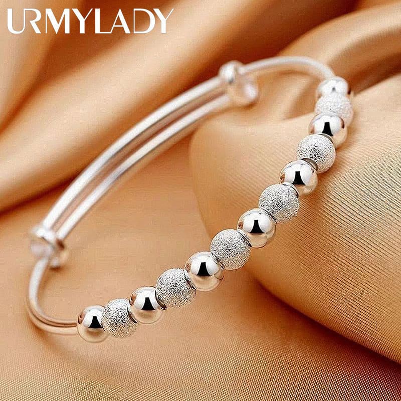 925 Prata Esterlina Luxo Contas Pulseiras Bonito Para Mulheres Moda Festa Jóias Ajustável