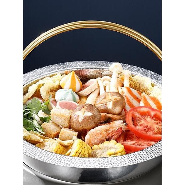 Floco de neve de aço inoxidável estilo japonês Sukiyaki pote comercial doméstico antiaderente alça pote picante pote sec