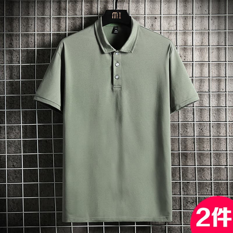 Camiseta masculina de manga curta com sensação de gelo, cor sólida, 2026, verão, lapela, Casual, camisa POLO, roupa de r