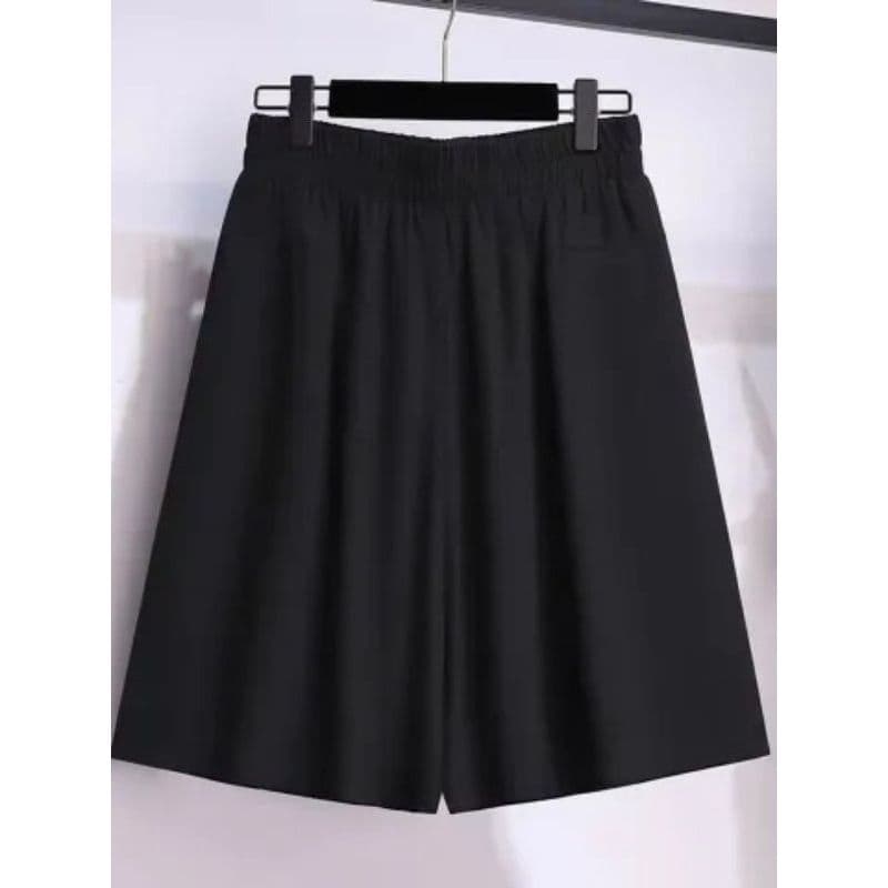 Verão Shorts finos femininos cintura elástica a linha calças de perna larga Culottes soltos mais magro olhar calças casu