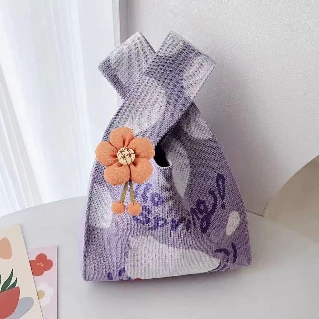 K malha pequena saco de compras das senhoras saco de natal macio tecido saco de presente de ano novo saco de presente Re