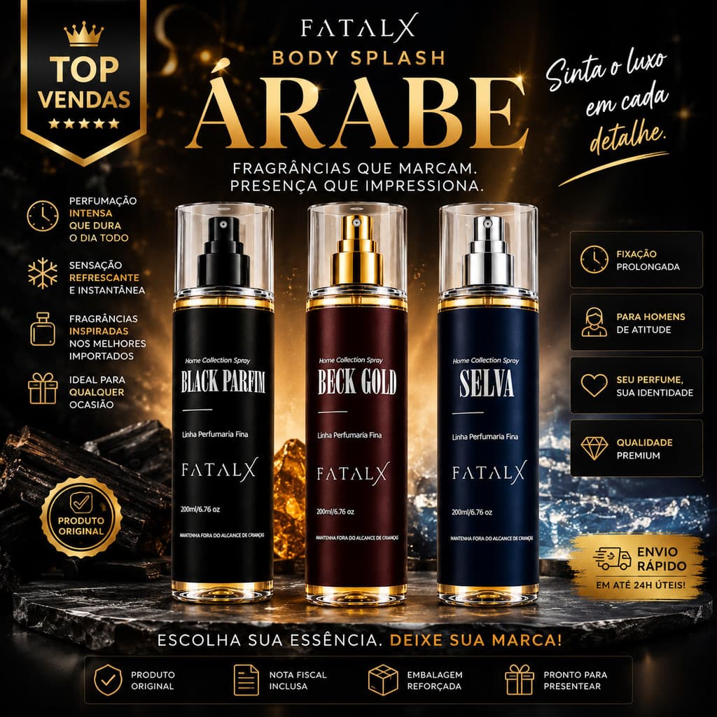 Perfume Body Splash masculinos 200ml fatalx| Alta Projeção | Alta fixação | Perfumaria Fina