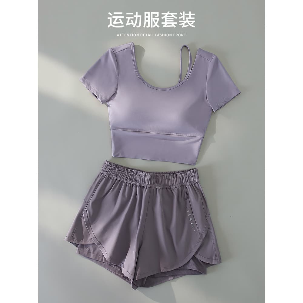 Terno esportivo de Fitness feminino verão novo estilo de manga curta roupas de secagem rápida treinamento de corrida pro