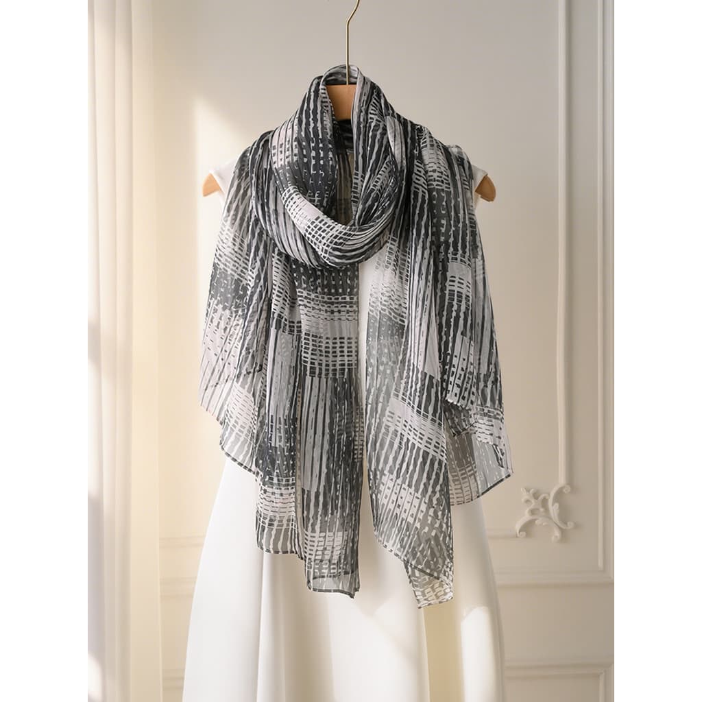 Lenço de seda feminino grande xale exterior longo verão estilo fino protetor solar high-end high-end verão praia gaze