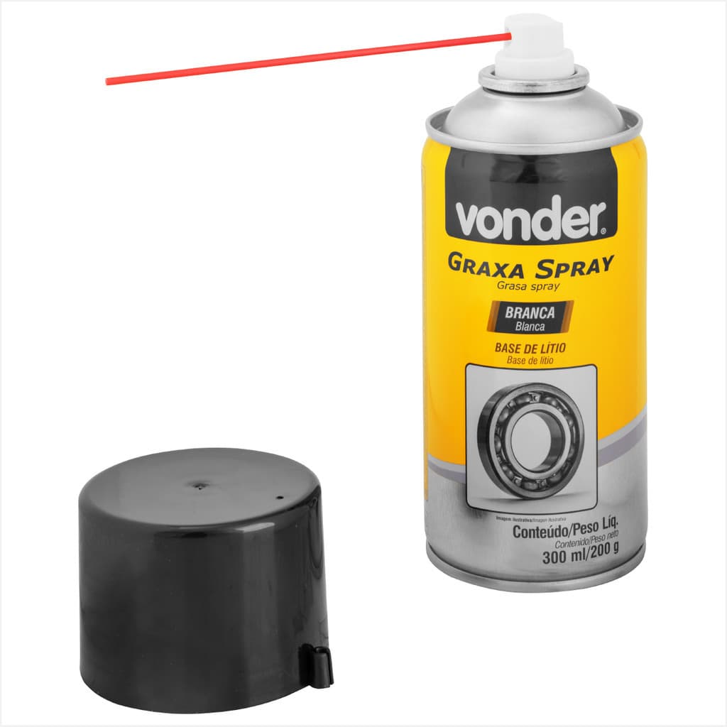 Graxa em spray branca base de lítio 300 ml/200 g - Vonder