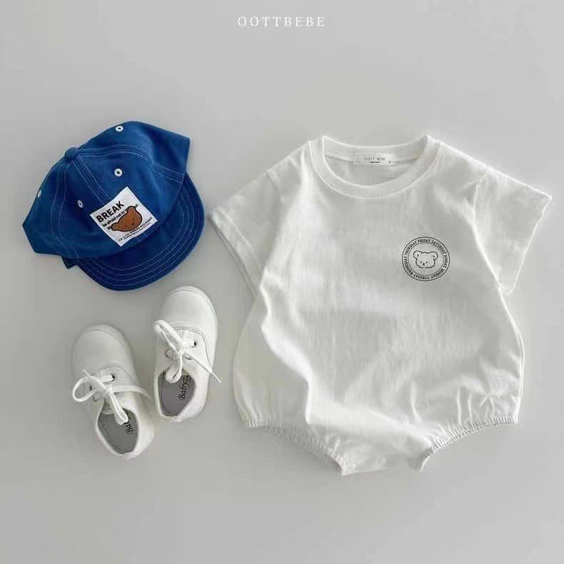 Verão bebê menino cor sólida Casual manga curta triângulo roupas de bebê moda simples macacão versão coreana puro algodã