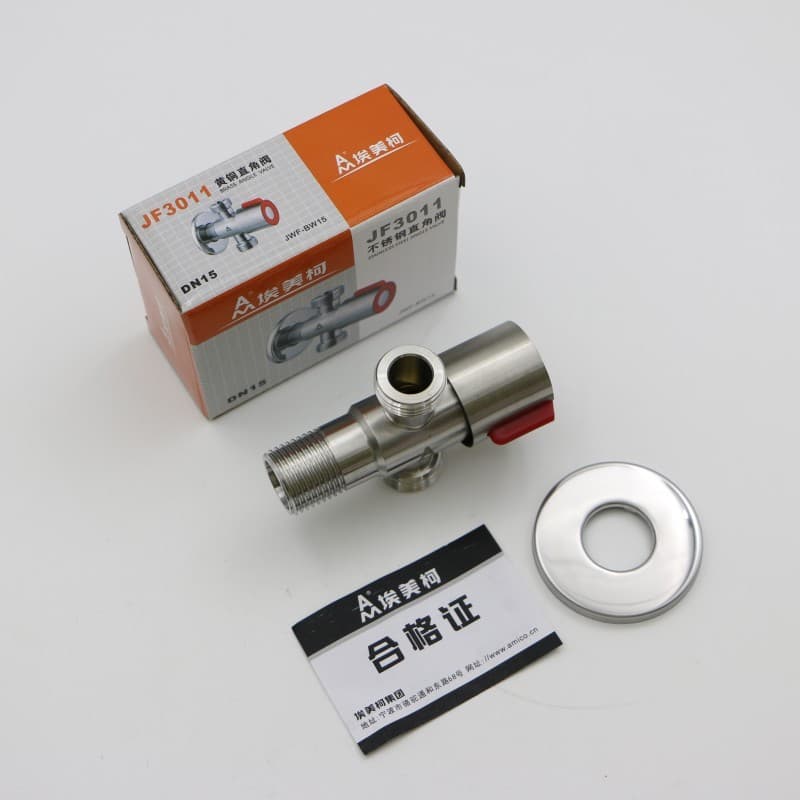 Válvula angular de três vias Emico genuína, aço inoxidável 304, espessada, unidirecional, duas saídas, interruptor de 4