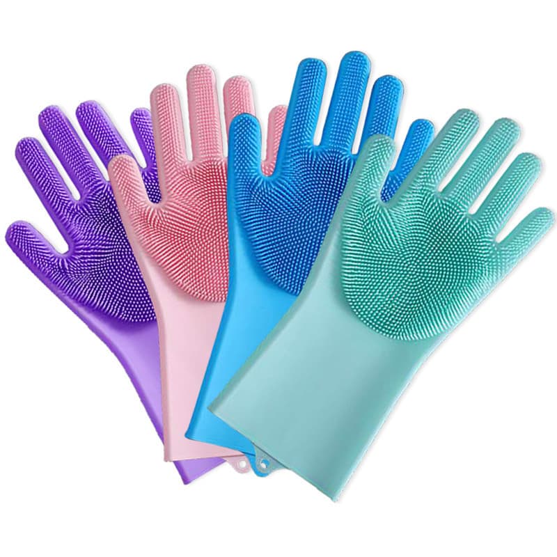 Par De Luvas Com Cerdas De Silicone