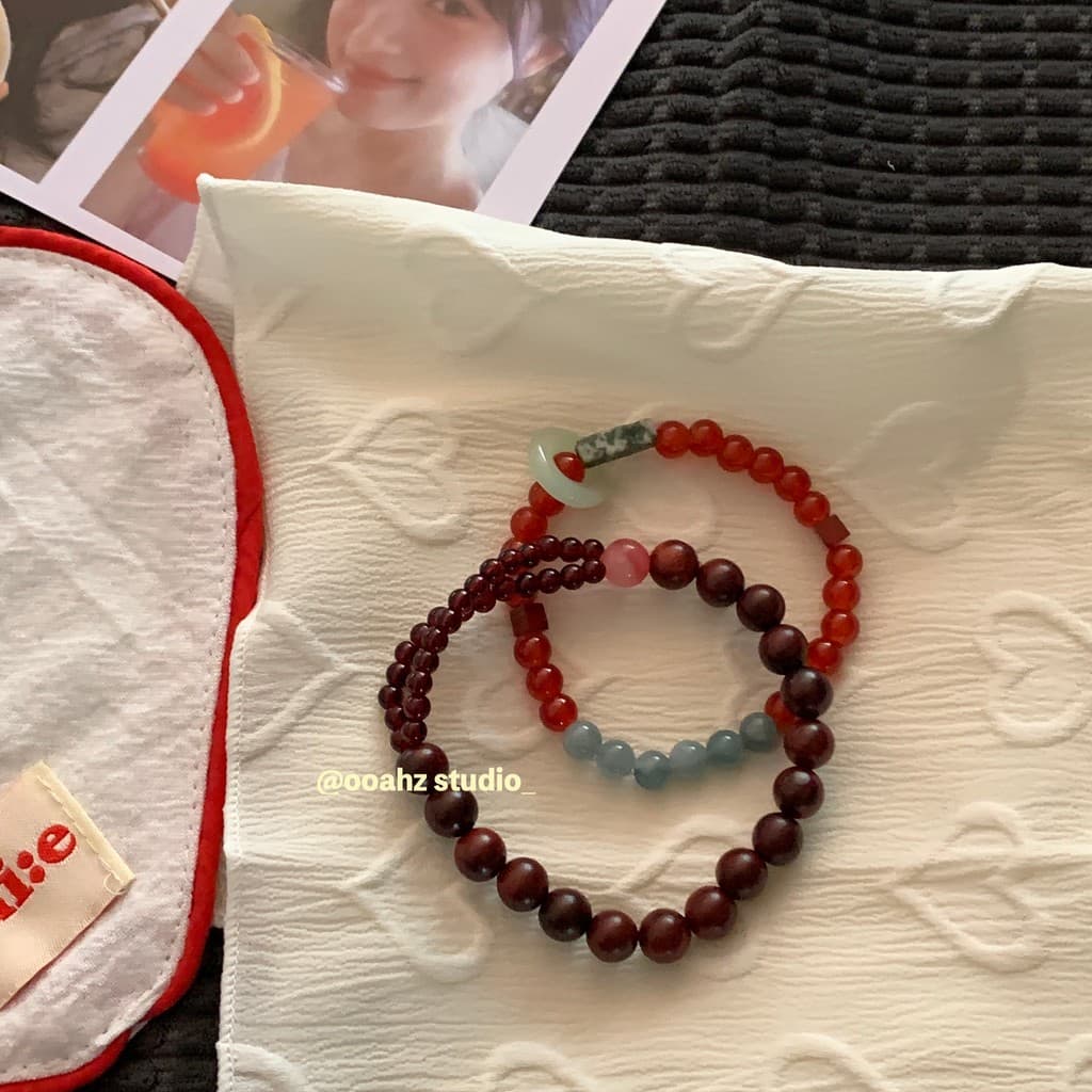 Água azul Bashan ~ estilo chinês estilo chinês simples Shoushan pedra pulseira Retro nicho gelo sentimento empilhado pul