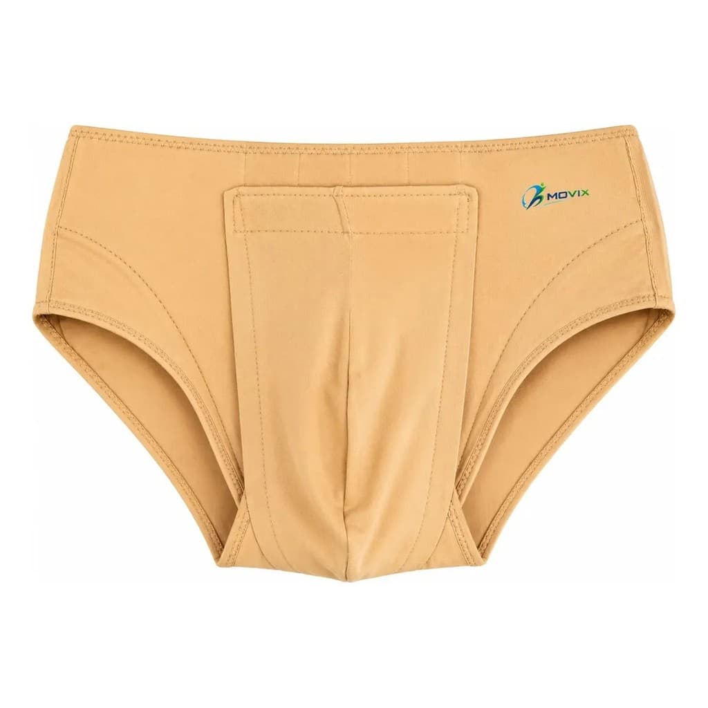 Cueca Para Hérnia Inguinal Dupla Movix Cor Bege
