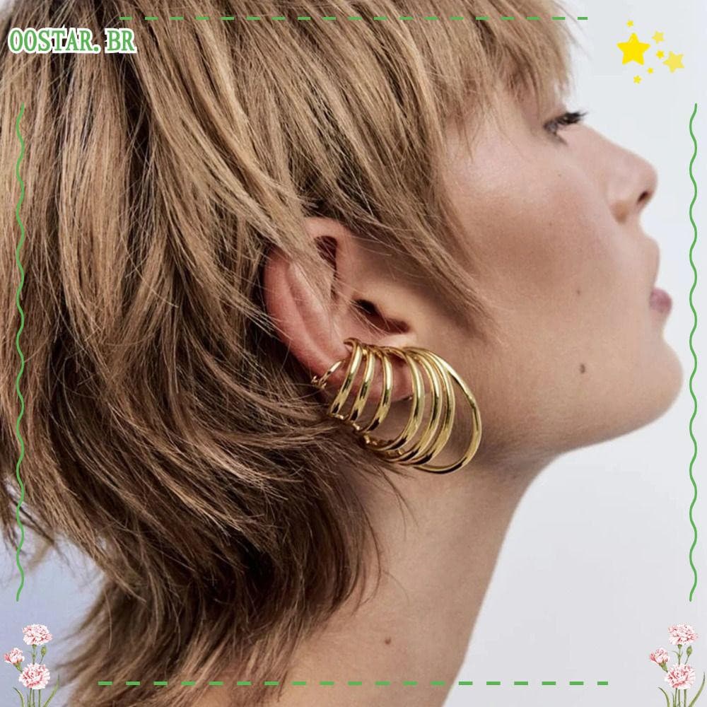 OOSTAR 1Pairs Stud Earrings , Brincos Circulares De Orelha Cheia Para Mulheres Irregulares De Festa Multicamadas