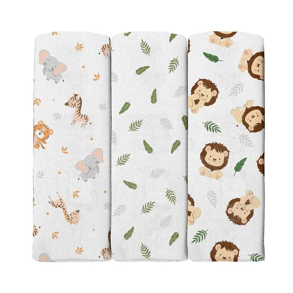 Kit 3 Cueiros Bublim Estampado 80cm x 60cm 100% Algodão Bebê
