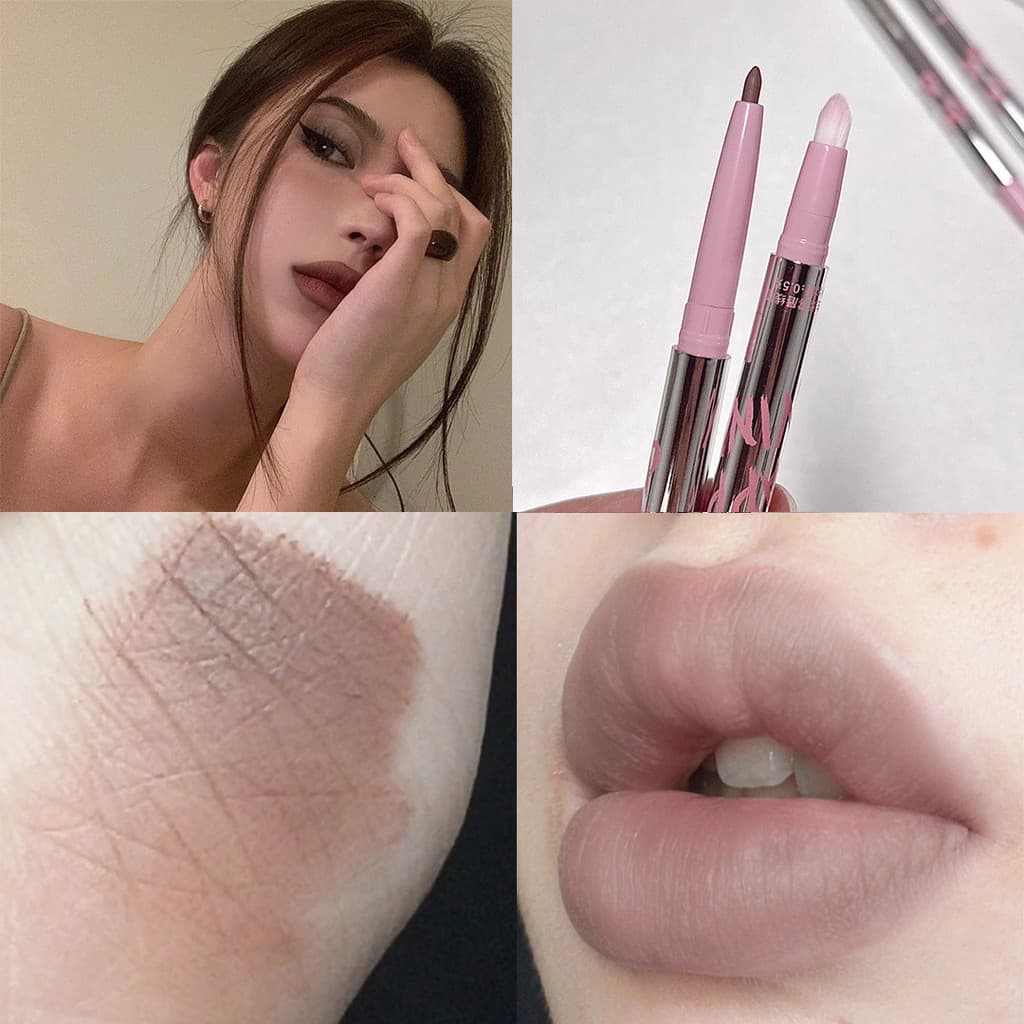 Xiaohongshu recomendado contorno forma labial não-desbotamento cor Nude lápis labial fosco maquiagem batom pequeno tubo