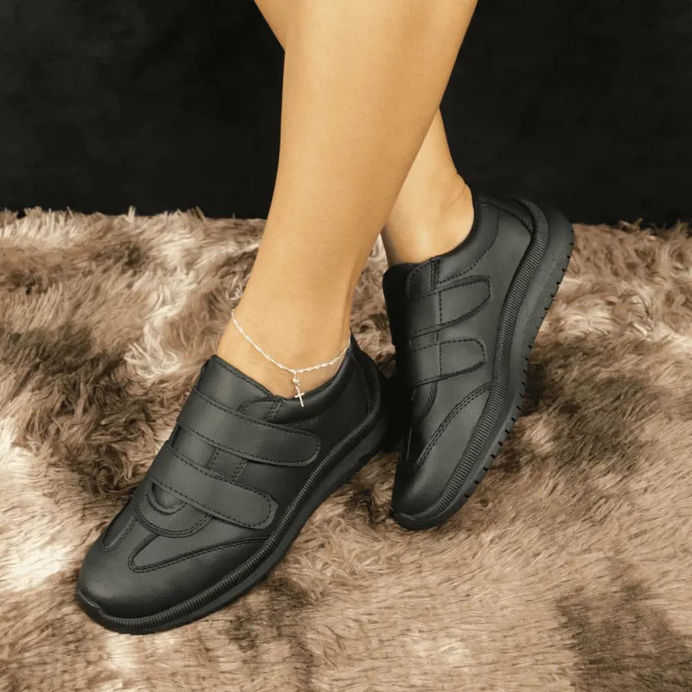 Tênis Feminino Casual Cano Curto C Velcro Caminhada Academia