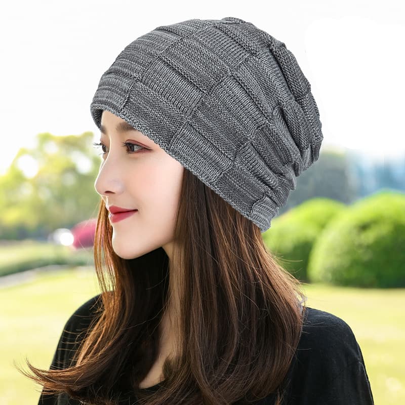 W inverno lã chapéu feminino quente ciclismo cabeça boné pilha à prova de frio chapéu de malha proteção de orelha pulôve