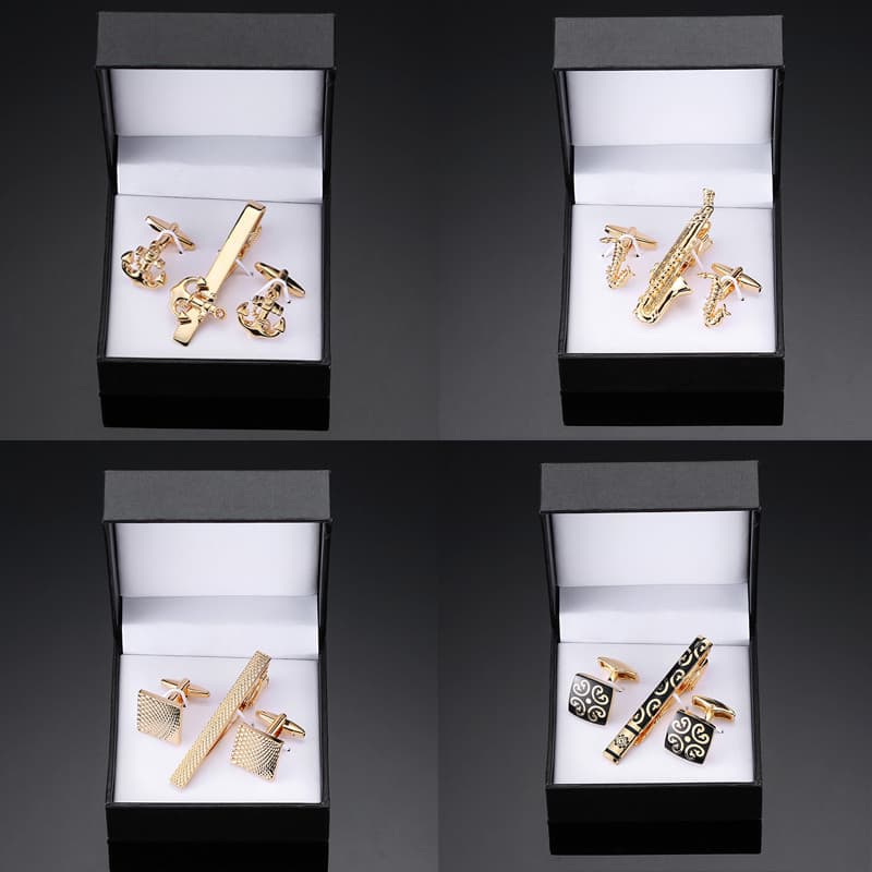 Conjunto de abotoaduras de música de marca de alta qualidade, abotoaduras de clipe de gravata de cristal, nova moda masc