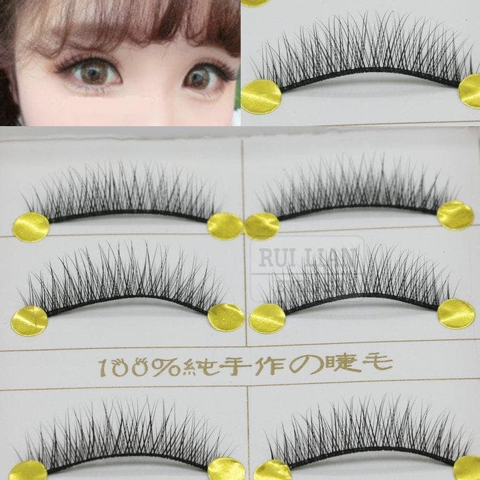 Super realista!5 pares japonês estilo cruz Natural Nude maquiagem cílios postiços High-End afiação haste dura simulação