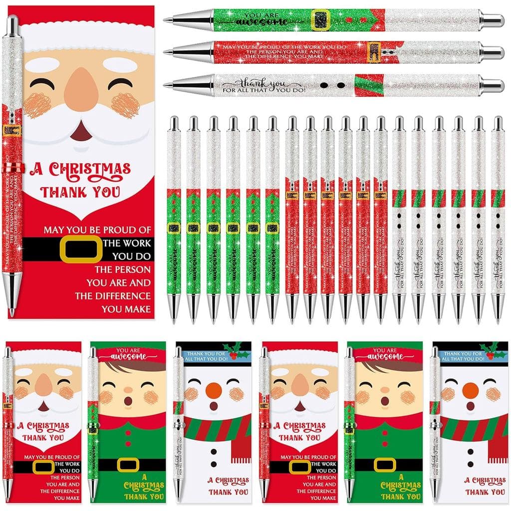 18 Conjuntos de Canetas Brilhantes de Natal para Presentes em Lote, Canetas Divertidas com Papai Noel, Boneco de Neve, E