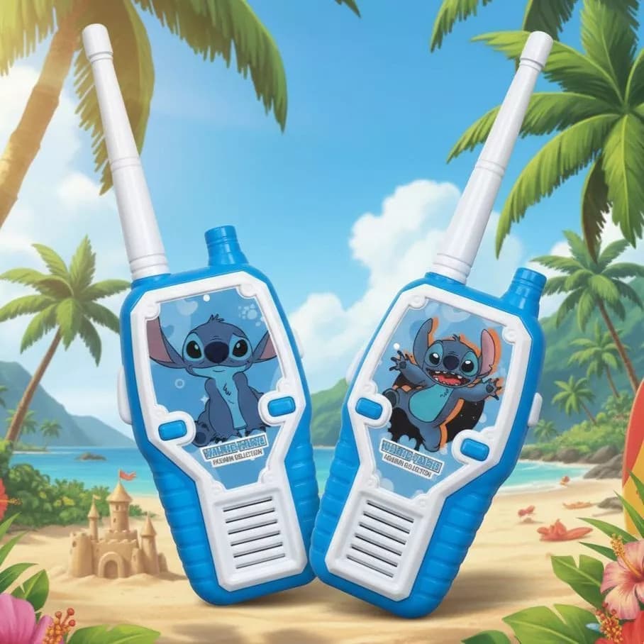 Walkie Takie Radio Comunicador Infantil De Brinquedo 100m Stitch Azul