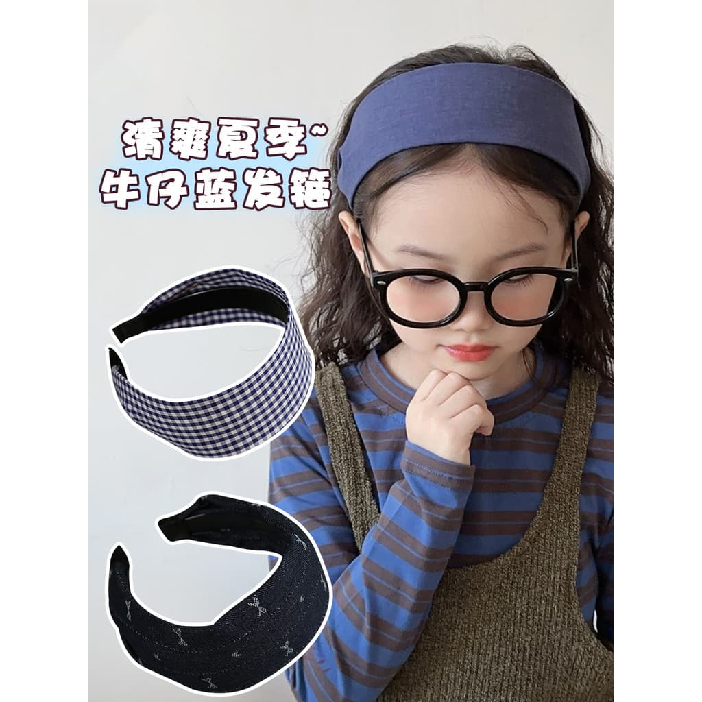Crianças Denim de aba larga arco bandana feminino olhar alto superior pressionado cabelo bandana meninas não estrangular