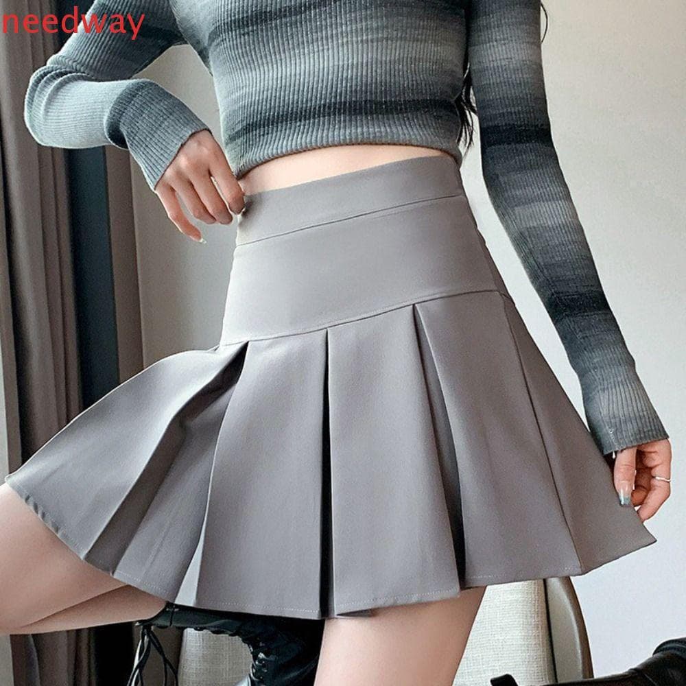 NEEDWAYB Mini Saias Plissadas , Vestido Curto Cintura Alta Linha A JK Saia Curta , Simples Estilo Preppy Y2k