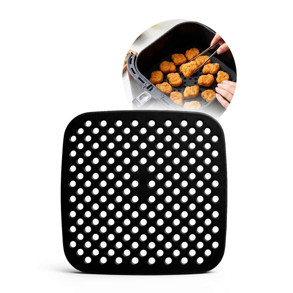 Tapete Silicone Air Fryer Quadrado Antiaderente Reutilizável